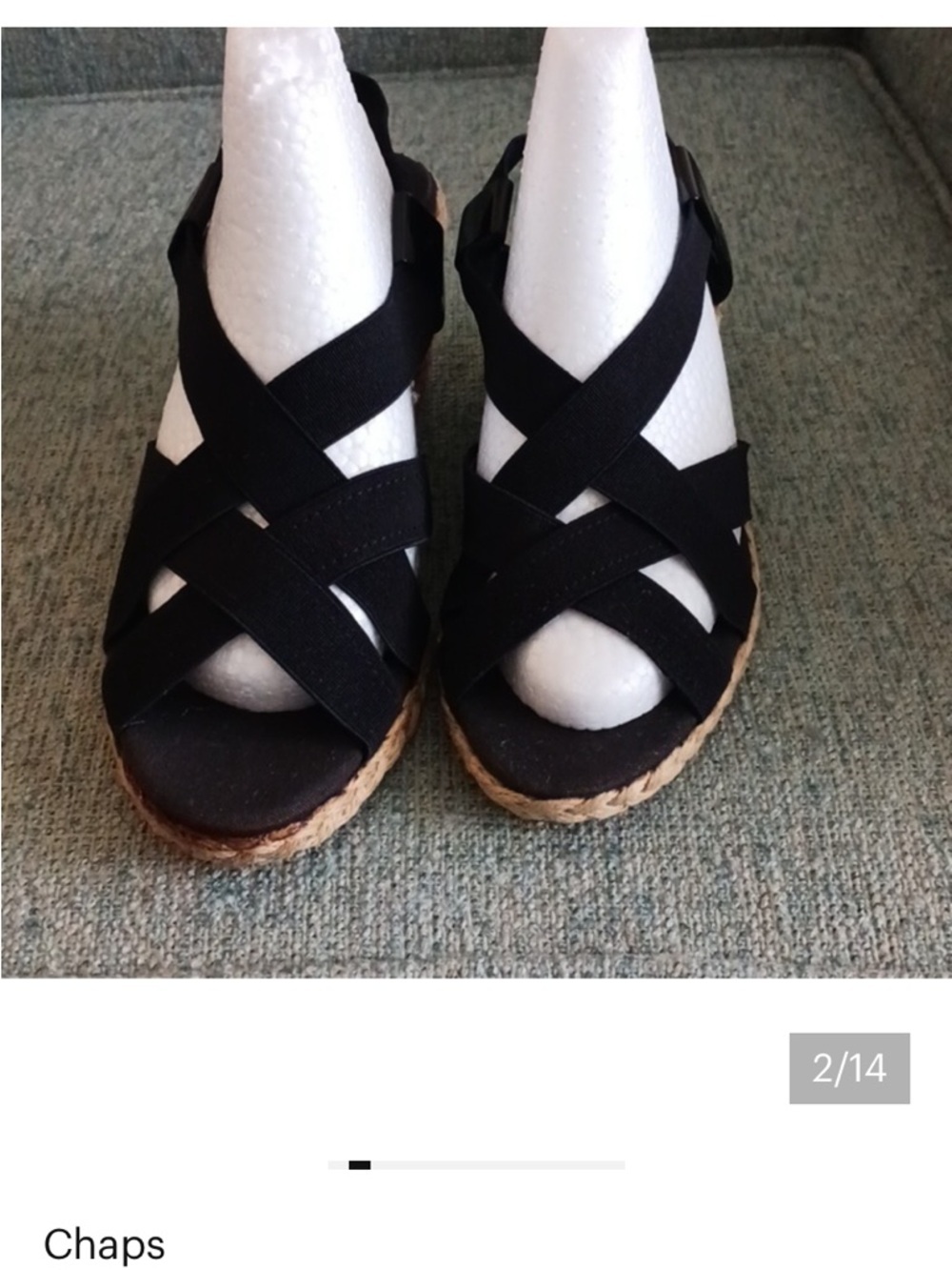Champs Black Crisscross Espadrille Wedge Sandals